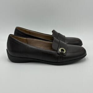 LifeStride Pattie Penny Loafers Brown Faux Leather Casual Shoes Womens Size 6